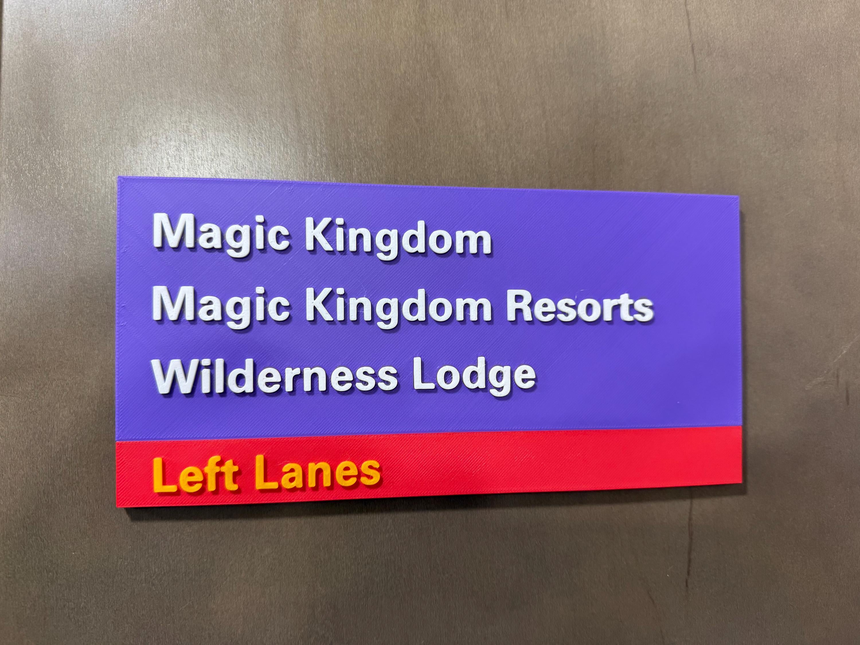 3D Printed Disney Road Sign | Vintage Disney World Sign | Magic Kingdom Epcot Hollywood Studios Decor | Nostalgic Disney Gift