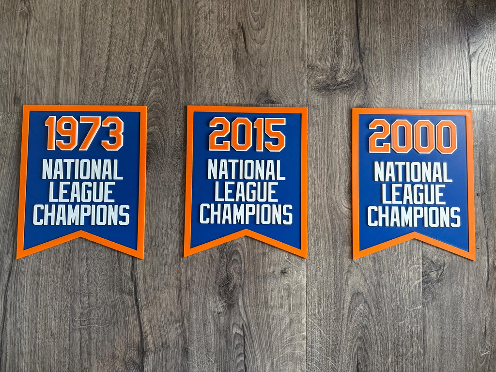 NY Mets Right Field Championship Banners – Citi Field-Inspired Collectibles - 3D Printed