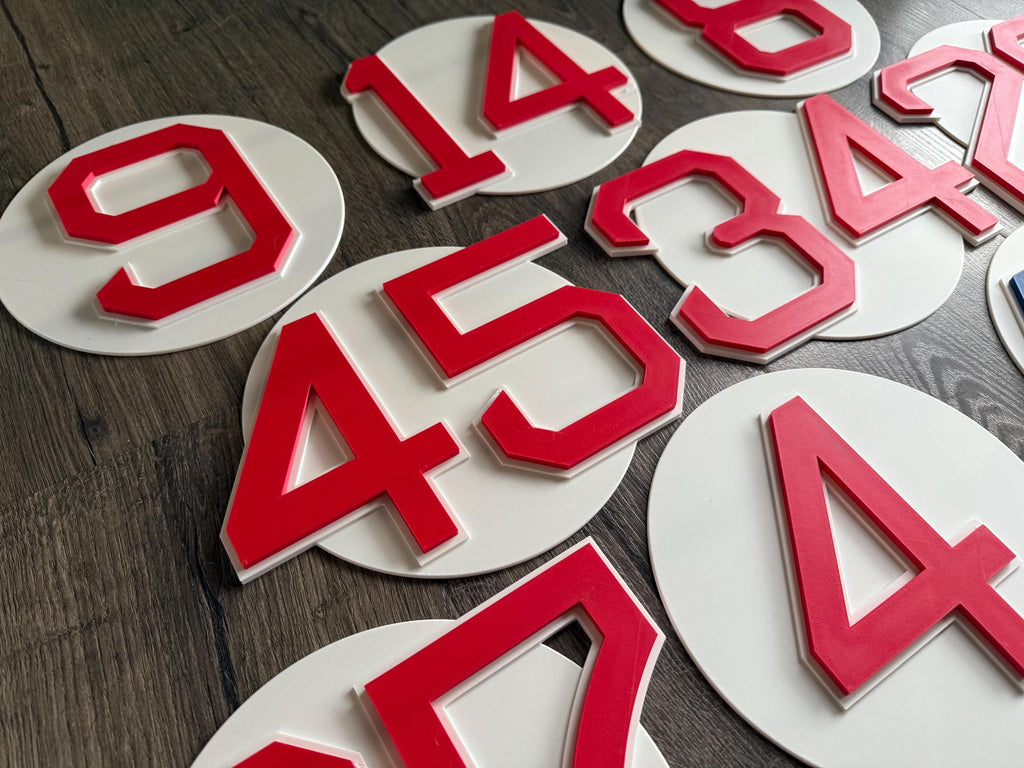Boston Block Number Boston Baseball Number Wall Plaque | 3D Printed – EllaBeeDesigns