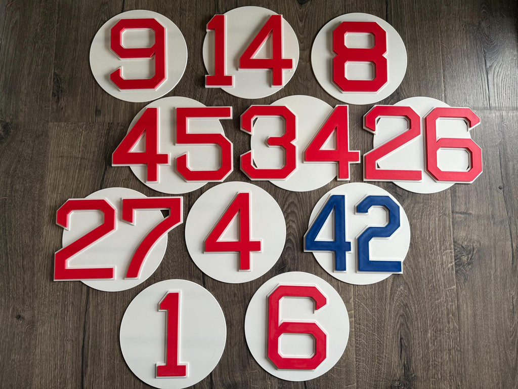 Boston Block Number Boston Baseball Number Wall Plaque | Retired & Active Numbers ...