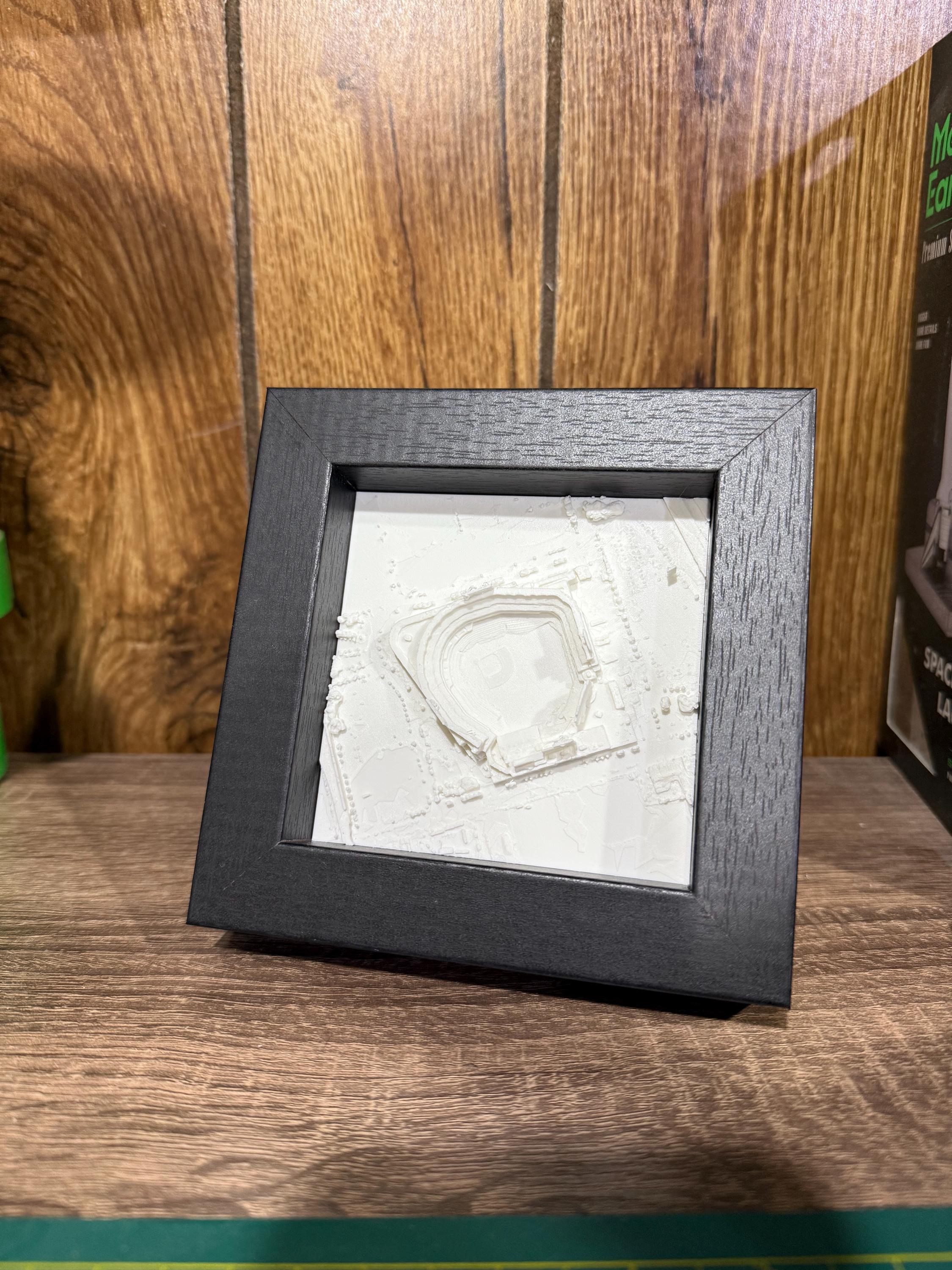 3D Printed Citi Field Map: Mets Stadium Art in Black Frame