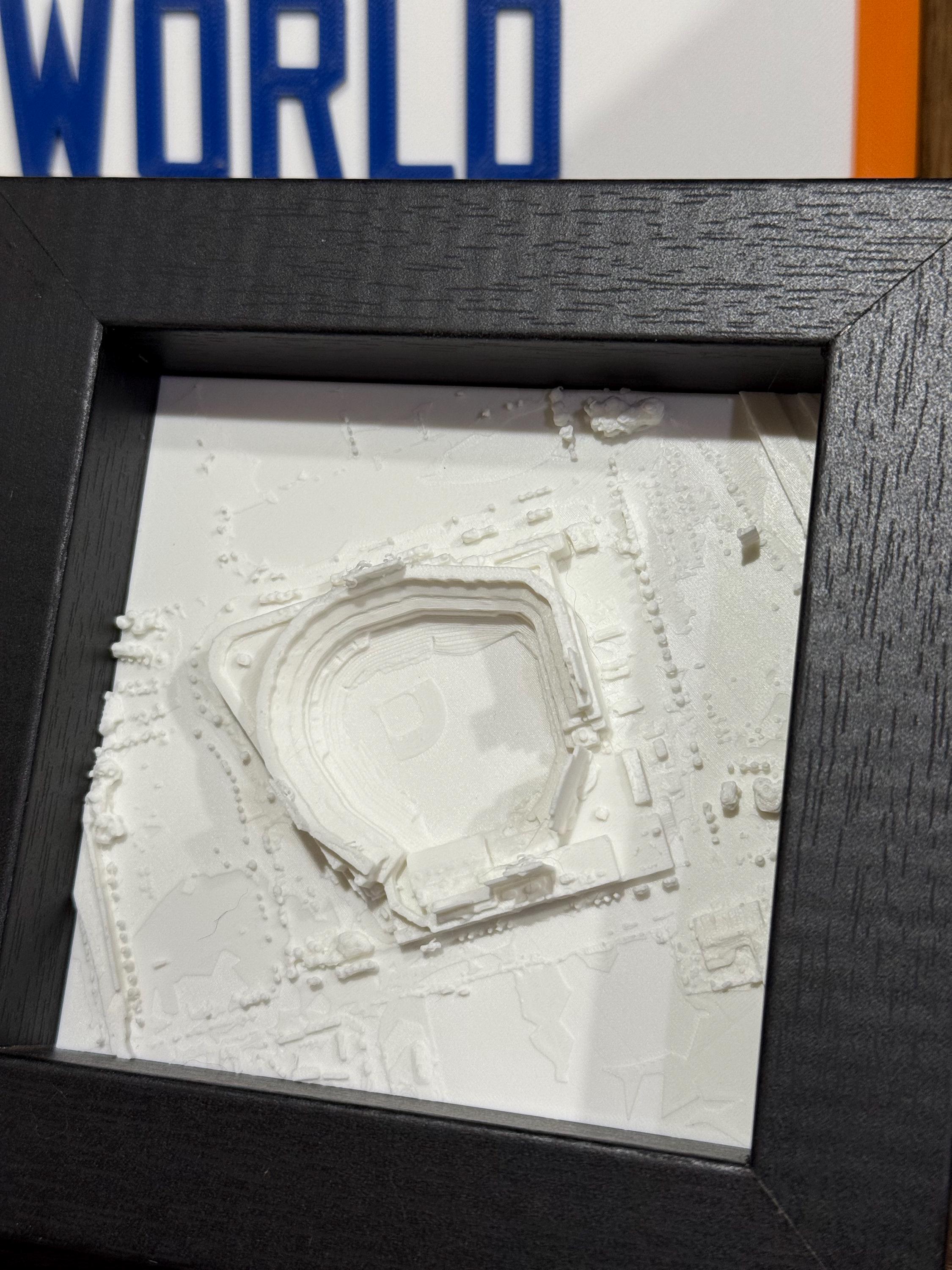 3D Printed Citi Field Map: Mets Stadium Art in Black Frame