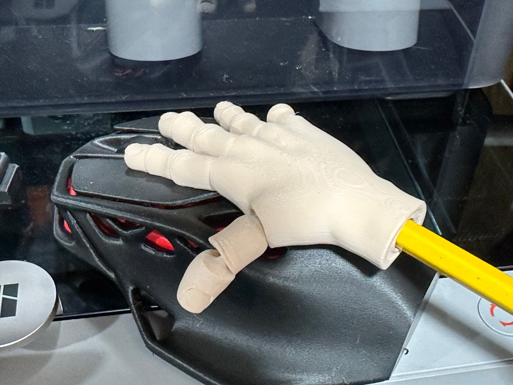 3D Printed Articulated Hand Pencil Toppers | Skeleton & Regular Hands