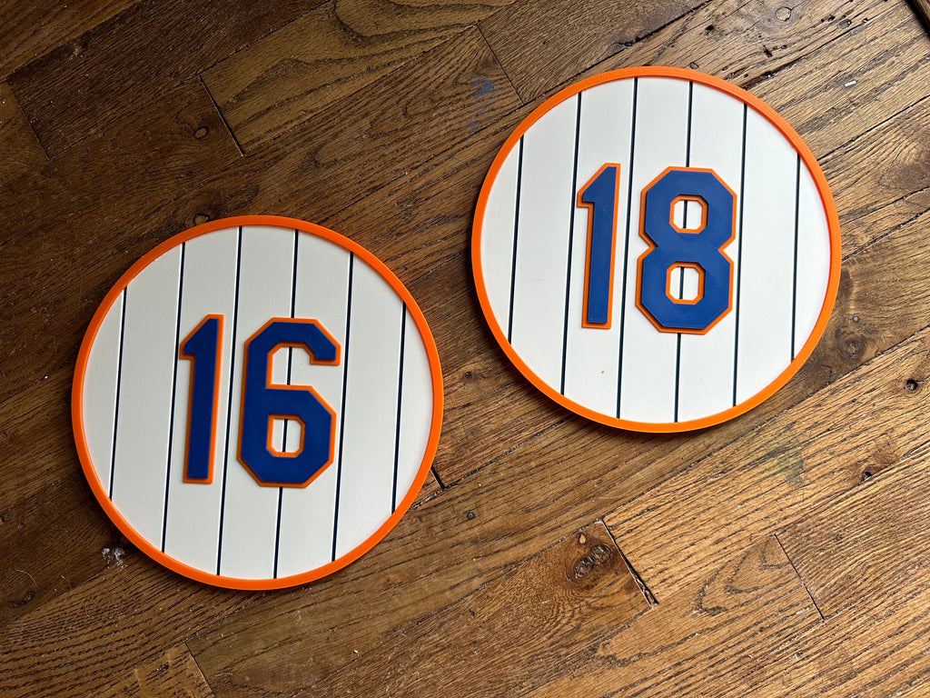 Mets Retired Number Wall Plaques Complete Set – 3D Printed Baseball Decor – Seaver, Piazza, Wright