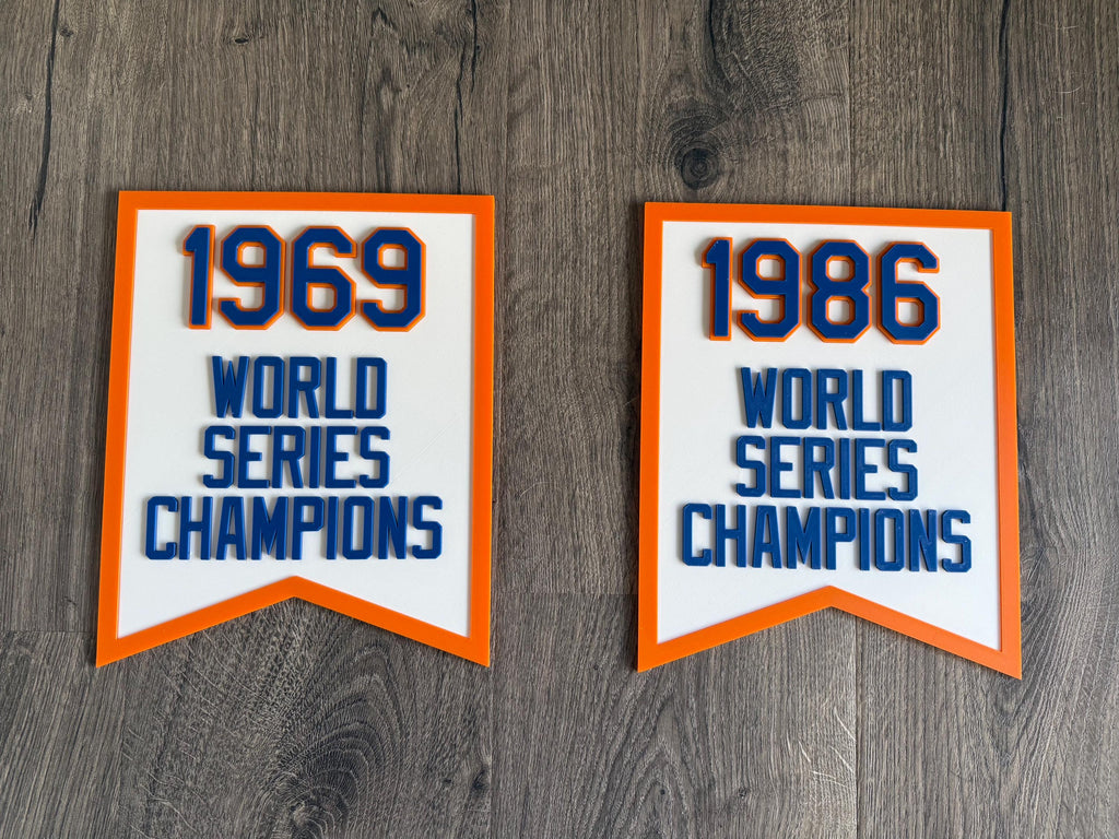 NY Mets Right Field Championship Banners – Citi Field-Inspired Collectibles - 3D Printed