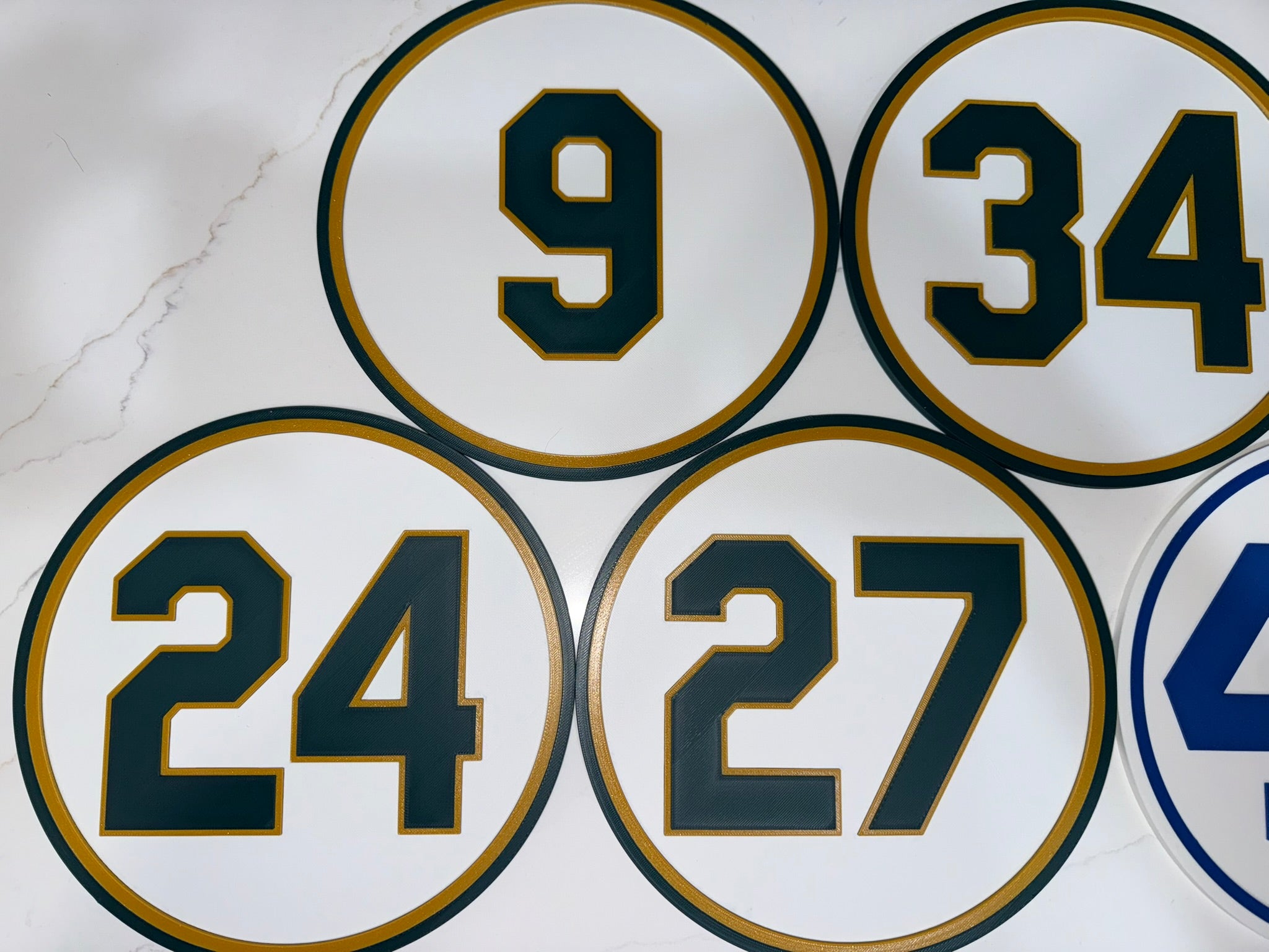 Oakland Baseball Retired Numbers Complete Set | 3D Printed Green &amp; Gold Collection | Full 6-Piece Set