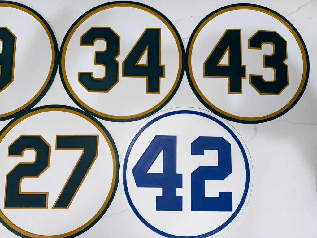 Oakland Baseball Retired Numbers Complete Set | 3D Printed Green &amp; Gold Collection | Full 6-Piece Set