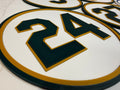 Oakland Baseball Retired Number Wall Plaque | 3D Printed Green &amp; Gold Sign | Man Cave Decor