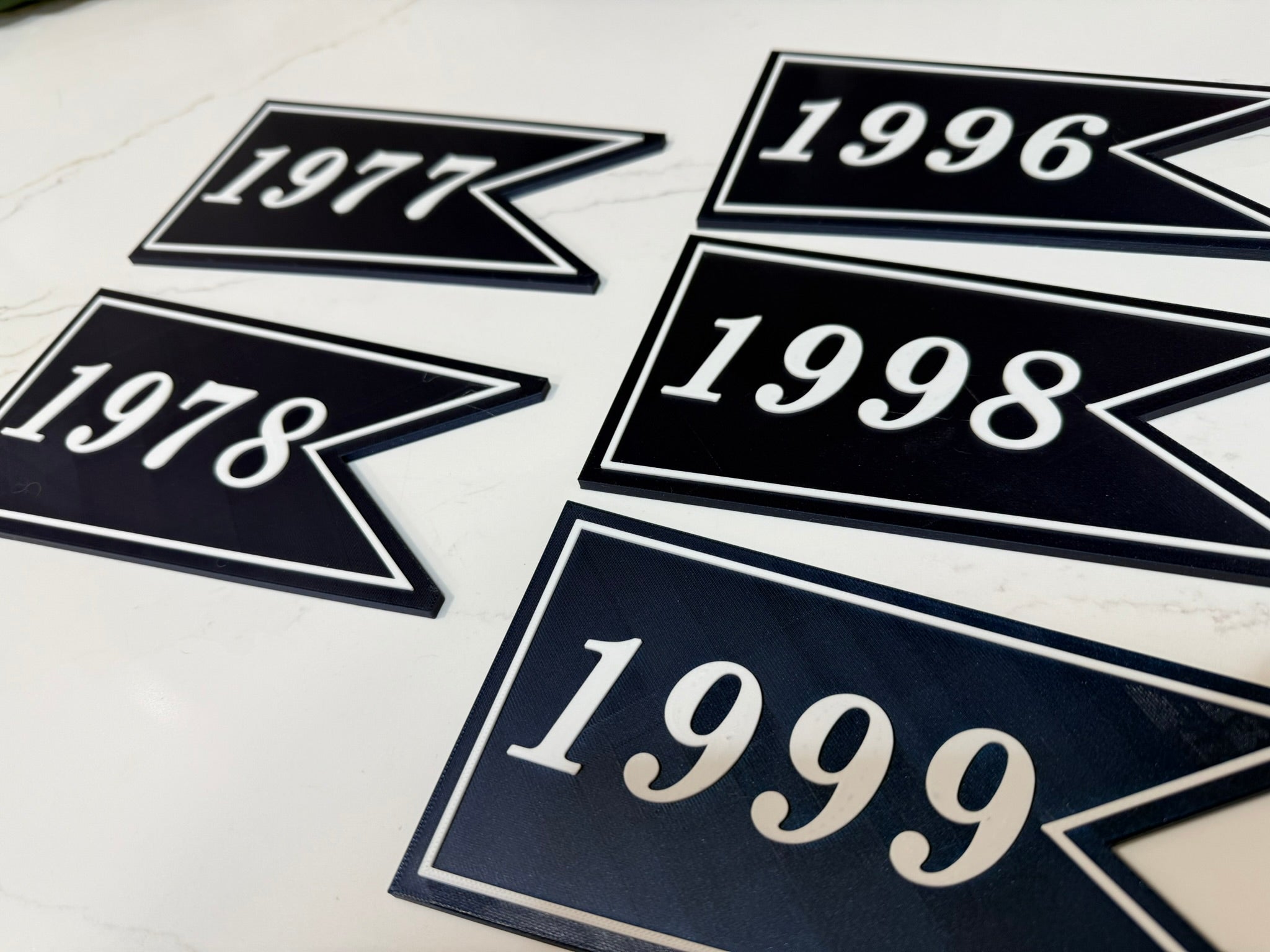 New York Baseball Championship Banner Sets | 3D Printed Navy & White Era Collections | Choose Your Set