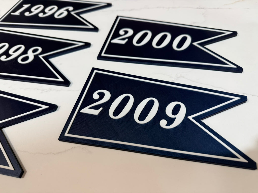 New York Baseball Championship Banner Sets | 3D Printed Navy & White Era Collections | Choose Your Set