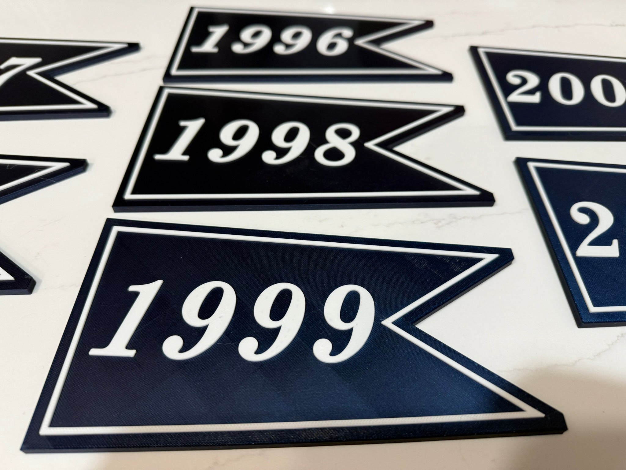 New York Baseball Championship Year Banner | 3D Printed Navy &amp; White Pennant Sign | Choose Your Year