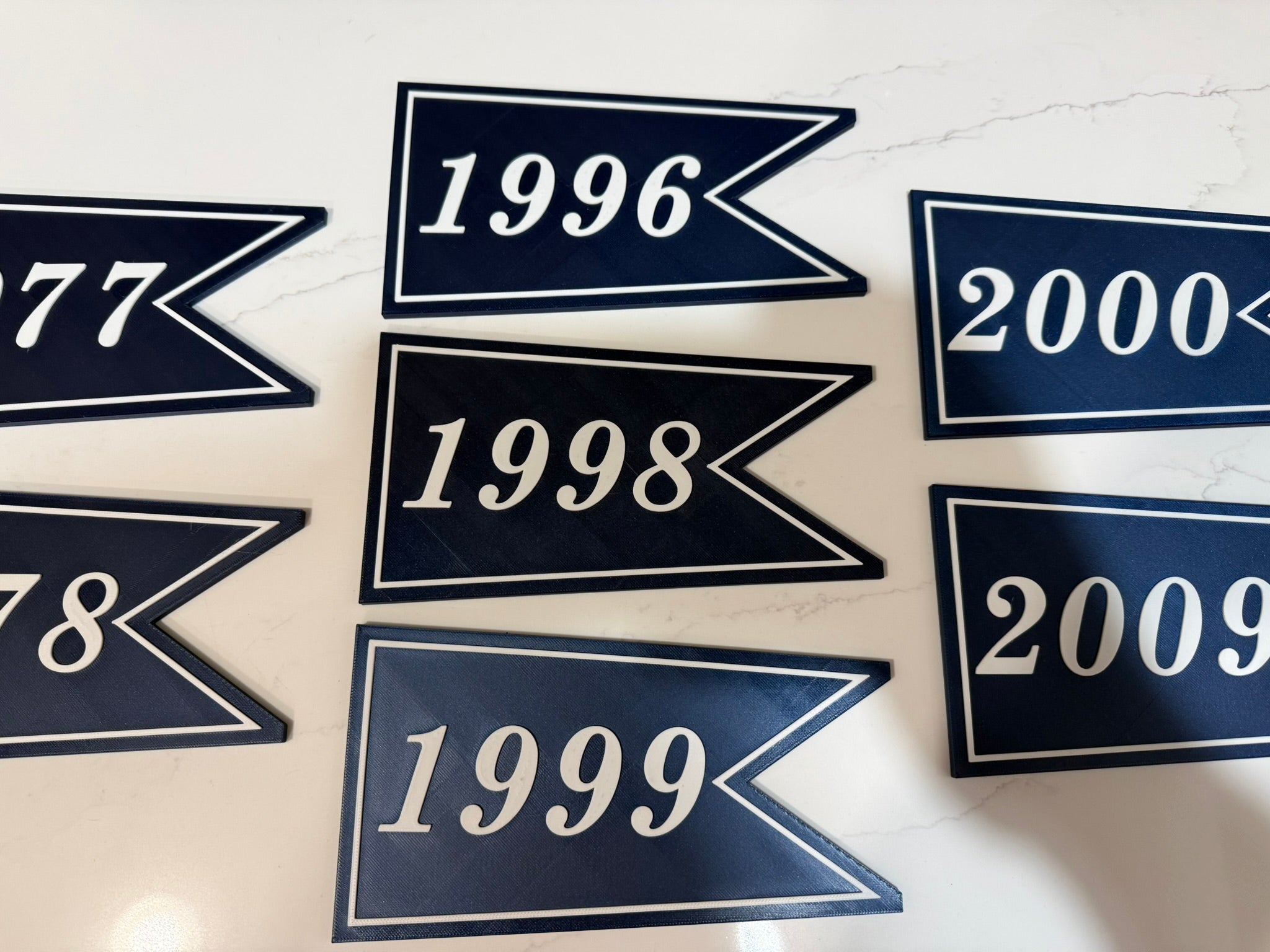 New York Baseball Championship Banner Sets | 3D Printed Navy & White Era Collections | Choose Your Set