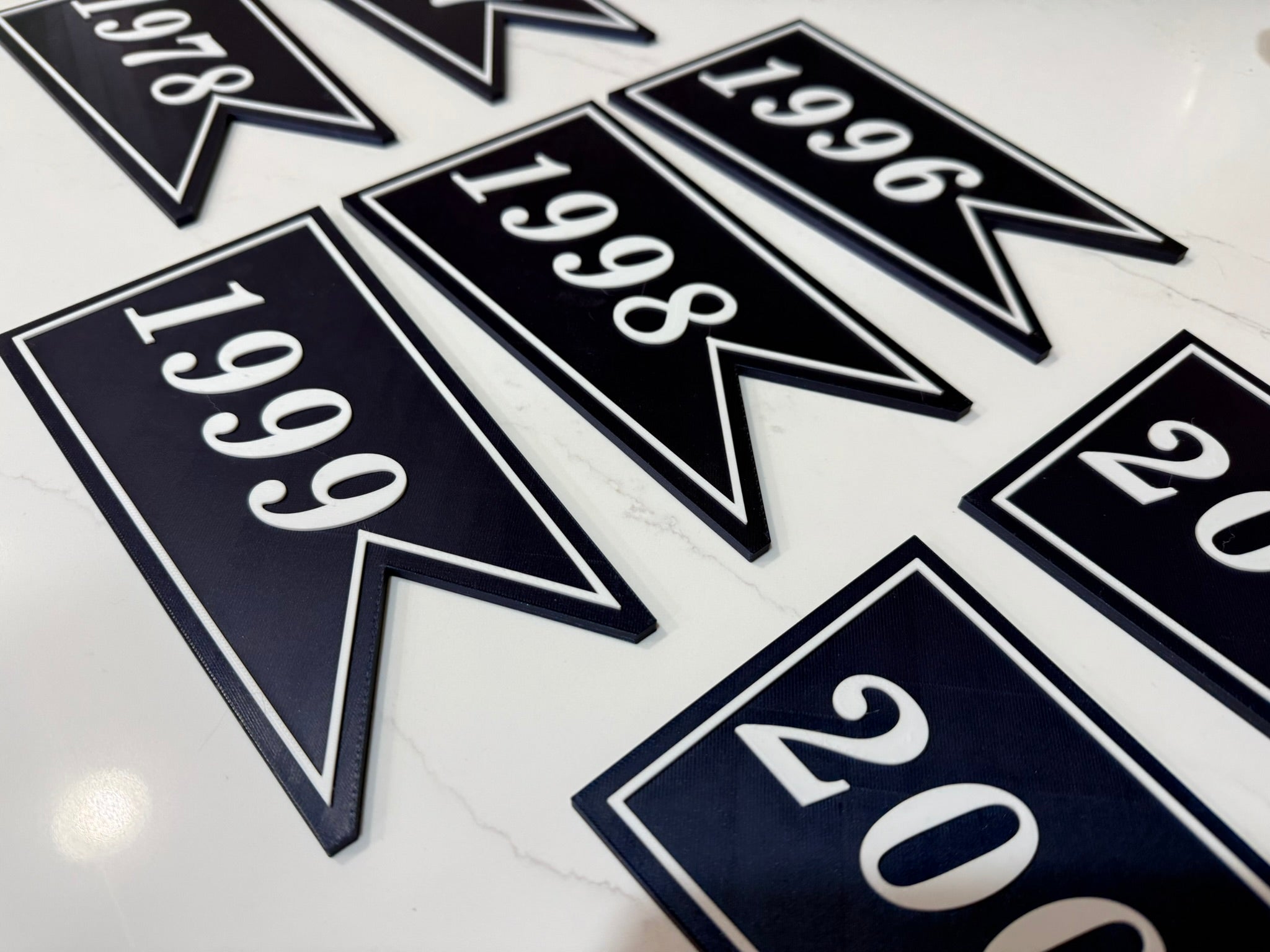 New York Baseball Championship Banner Sets | 3D Printed Navy & White Era Collections | Choose Your Set