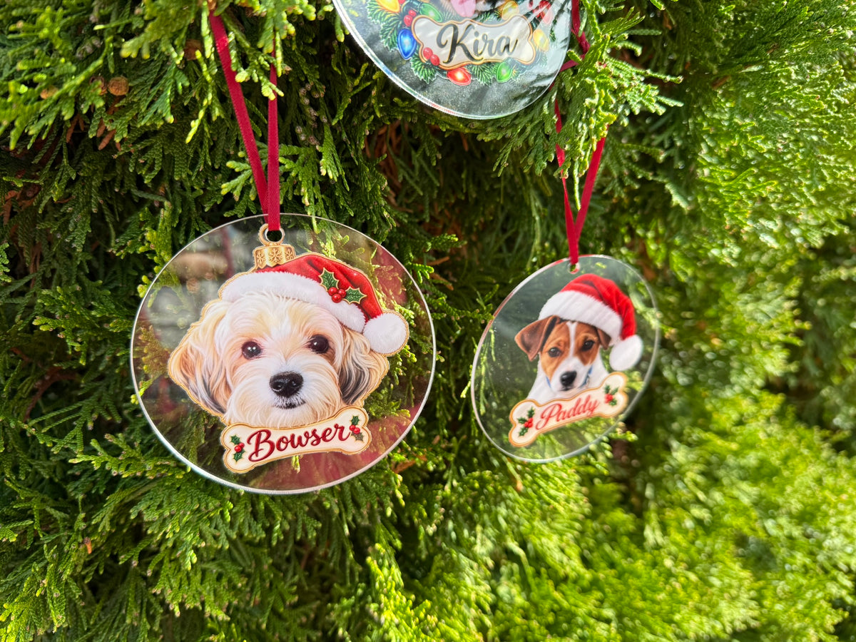 Custom Pet Portrait Ornament | 3.5" Acrylic Christmas Ornament From Your Photo