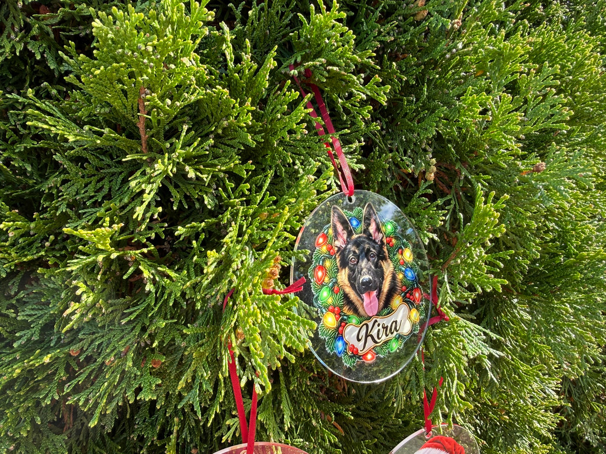 Custom Pet Portrait Ornament | 3.5" Acrylic Christmas Ornament From Your Photo