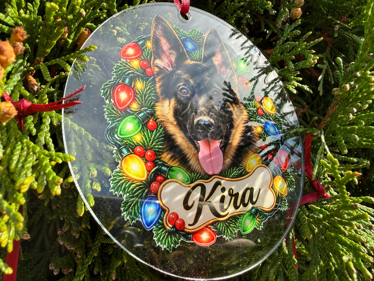 Custom Pet Portrait Ornament | 3.5" Acrylic Christmas Ornament From Your Photo