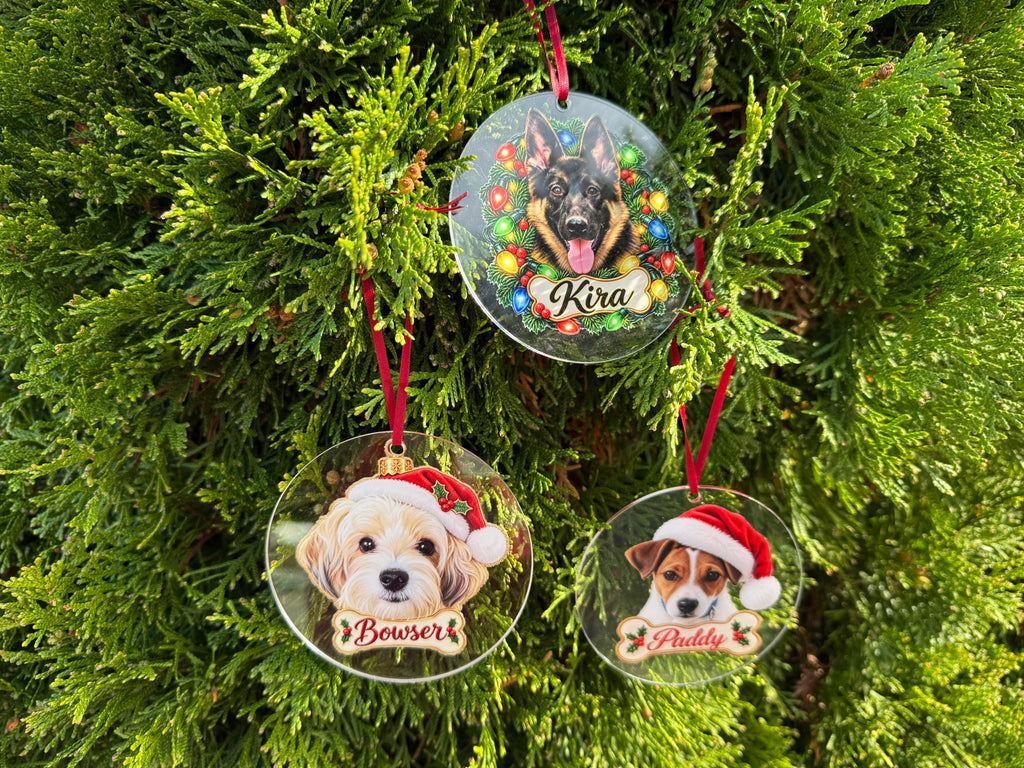 Custom Pet Portrait Ornament | 3.5" Acrylic Christmas Ornament From Your Photo