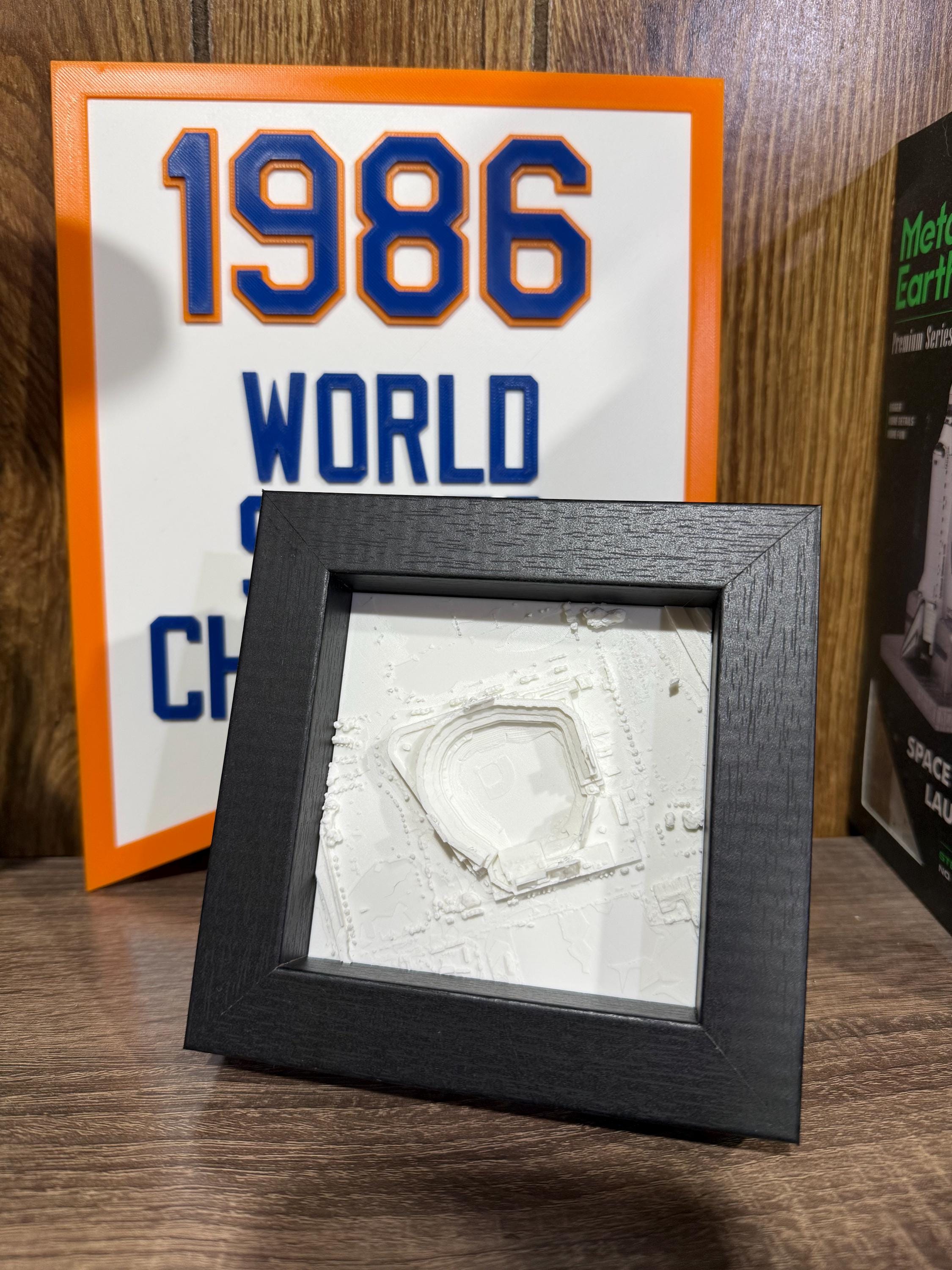 3D Printed Citi Field Map: Mets Stadium Art in Black Frame