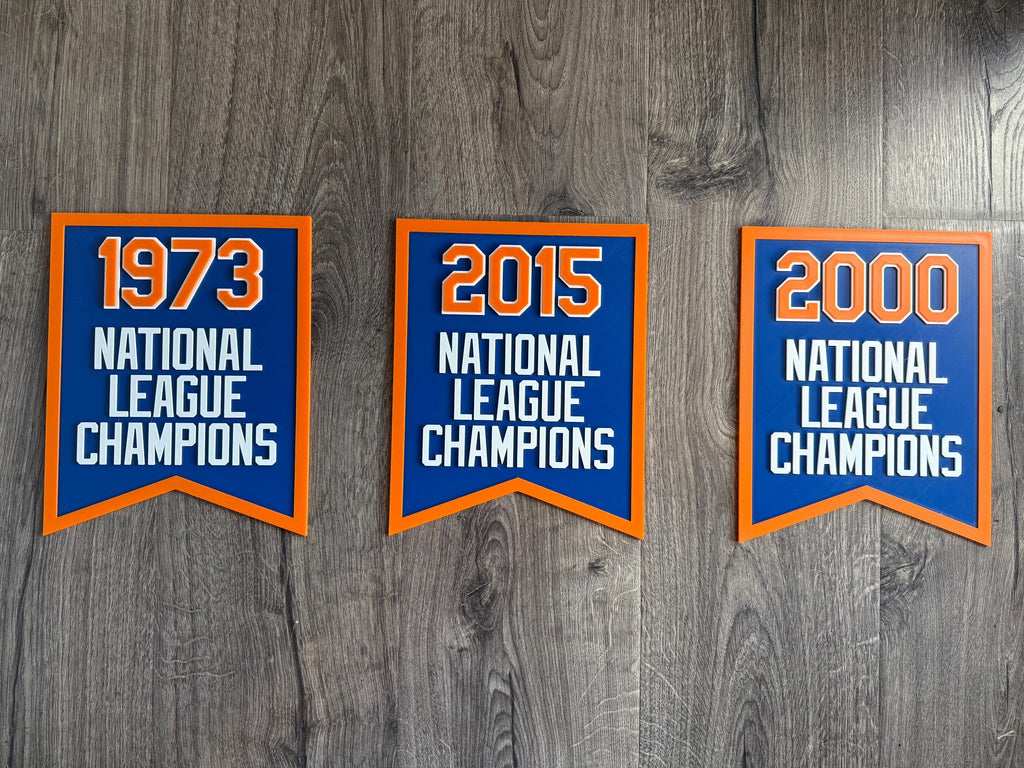 NY Mets Right Field Championship Banners – Citi Field-Inspired Collectibles - 3D Printed