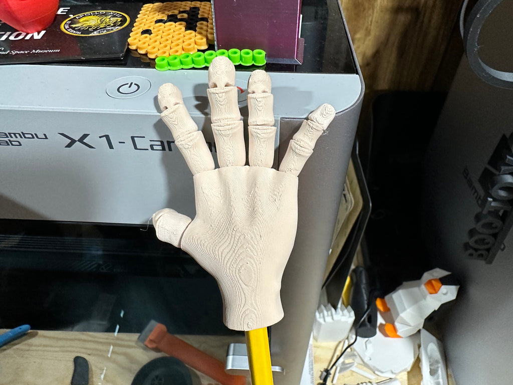 3D Printed Articulated Hand Pencil Toppers | Skeleton & Regular Hands