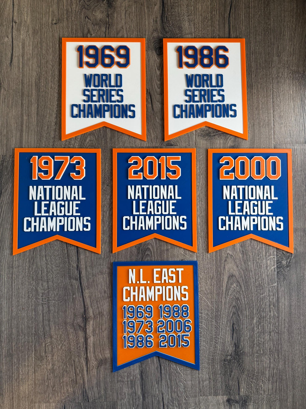 NY Mets Right Field Championship Banners – Citi Field-Inspired Collectibles - 3D Printed