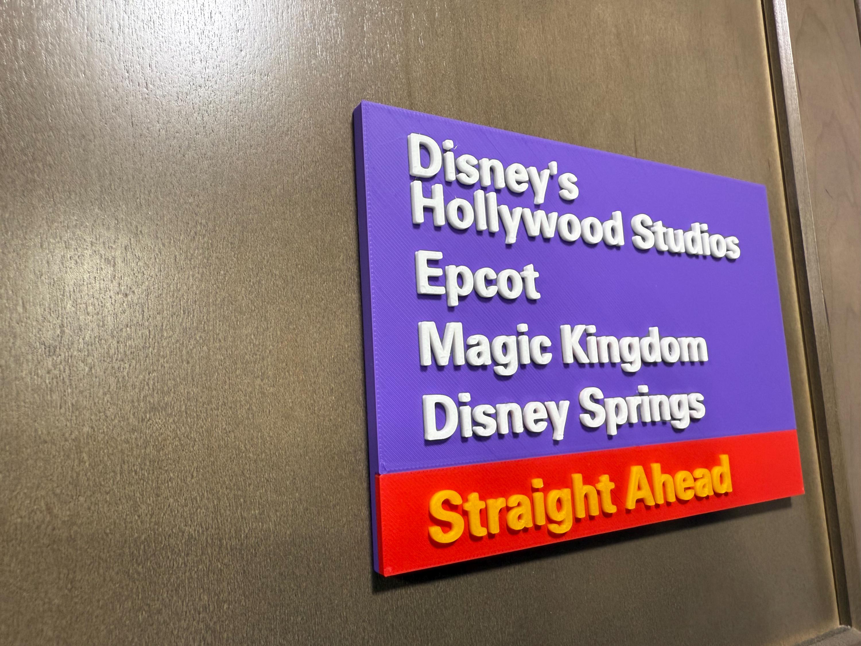 3D Printed Disney Road Sign | Vintage Disney World Sign | Magic Kingdom Epcot Hollywood Studios Decor | Nostalgic Disney Gift