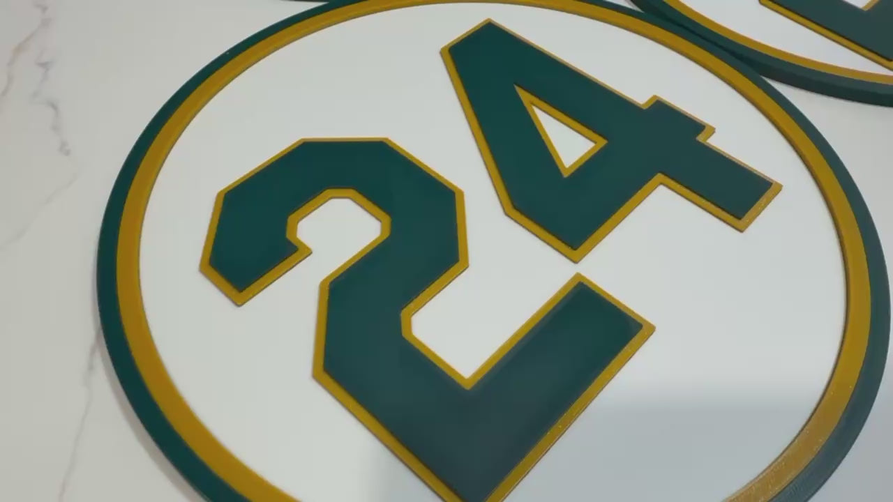 Oakland Baseball Retired Numbers Complete Set | 3D Printed Green &amp; Gold Collection | Full 6-Piece Set